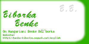 biborka benke business card